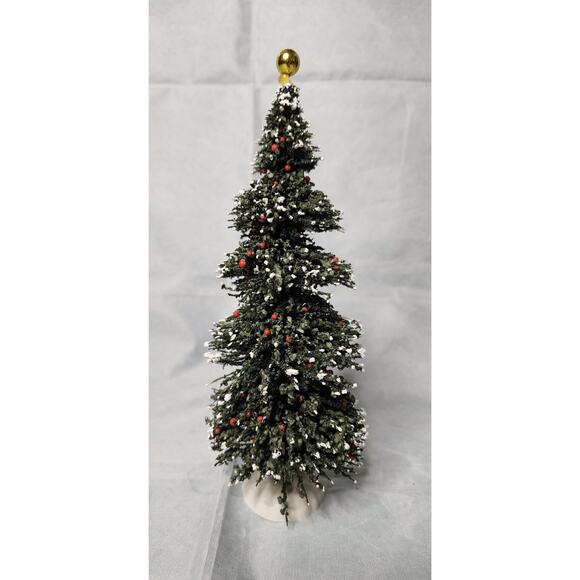 Vintage Home Accents Holiday 9" Christmas Village Decorated Snow Pine Tree - Picture 1 of 4